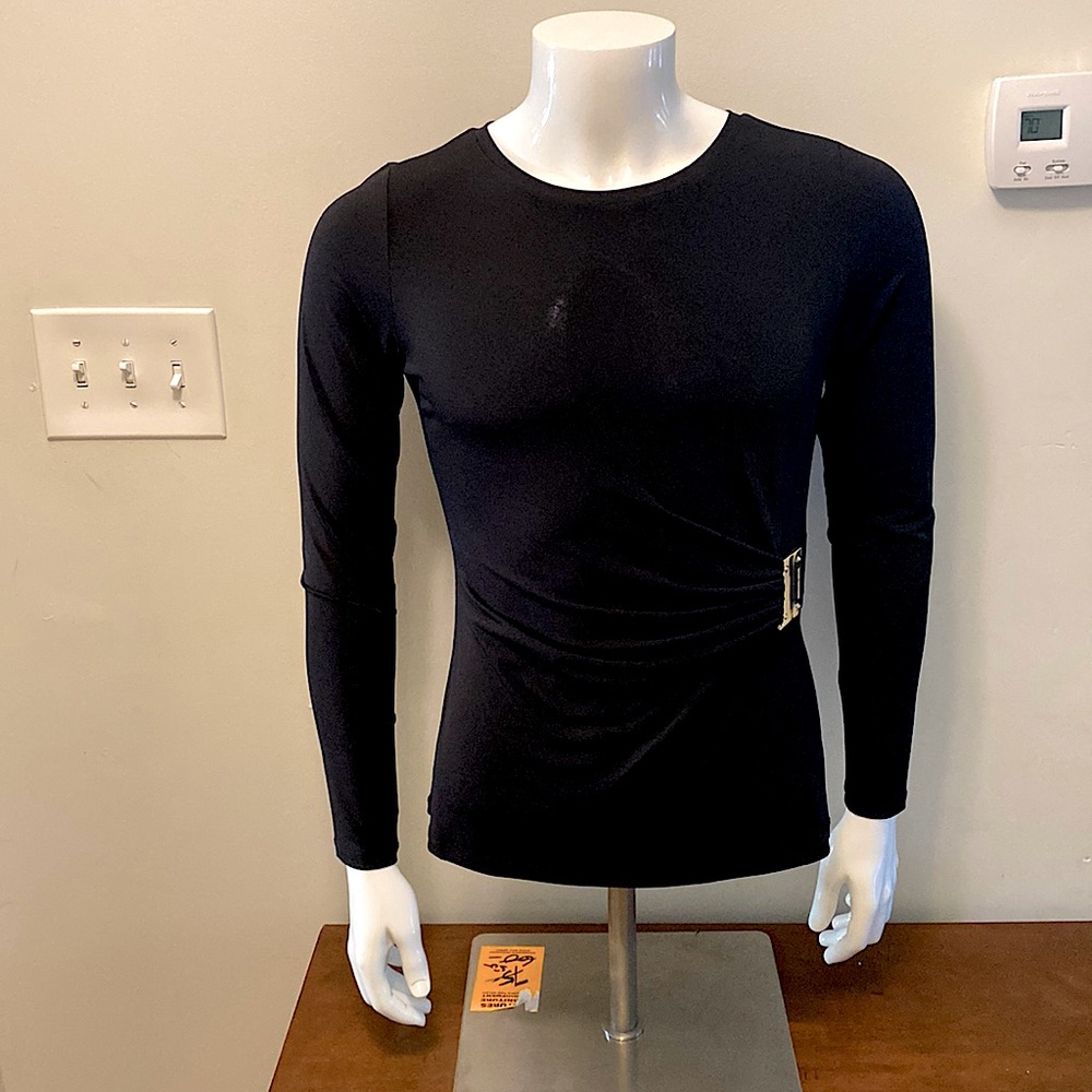 Black, Size Medium, Gold Accent Buckle, MICHAEL By Michael Kors Blouse.